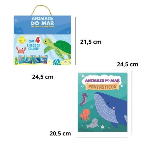 Box Com 4 Livros De Colorir Infantil Animais Do Mar Educativo