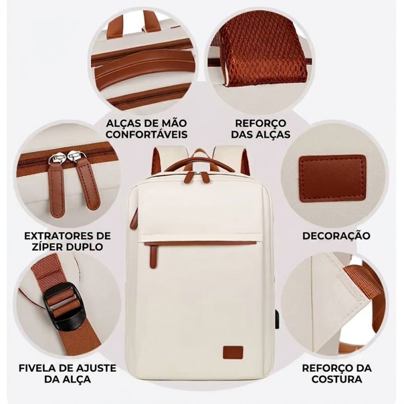 Mochila Para Notebook Com USB Oxford Espaçosa Impermeável