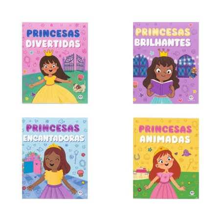 Box Com 4 Livros De Colorir Infantil Princesas Educativo