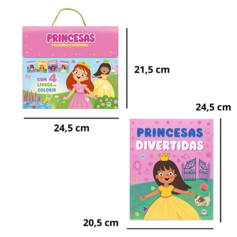 Box Com 4 Livros De Colorir Infantil Princesas Educativo
