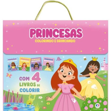 Box Com 4 Livros De Colorir Infantil Princesas Educativo