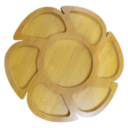 Bandeja Petisqueira Flor Em Madeira MDF Com 7 Divisórias 19cm