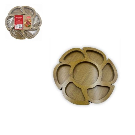 Bandeja Petisqueira Flor Em Madeira MDF Com 7 Divisórias 19cm