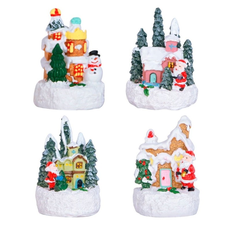 Enfeite Decoração De Natal Casinha Natalina Com LED Em Resina 8cm