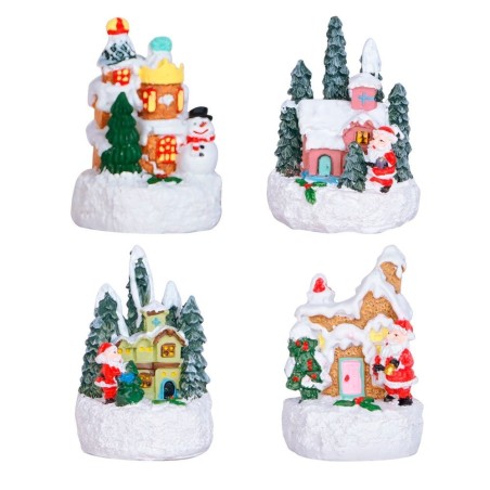 Enfeite Decoração De Natal Casinha Natalina Com LED Em Resina 8cm