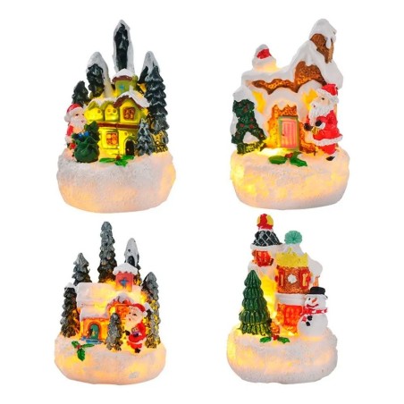 Enfeite Decoração De Natal Casinha Natalina Com LED Em Resina 8cm