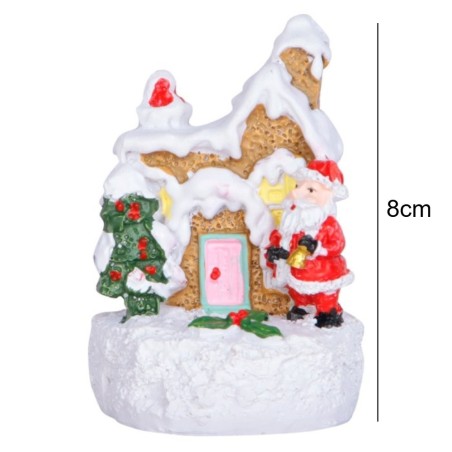 Enfeite Decoração De Natal Casinha Natalina Com LED Em Resina 8cm
