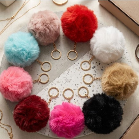 Chaveiro Pompom De Pelúcia 7cm Para Bolsa Mochila E Chaves