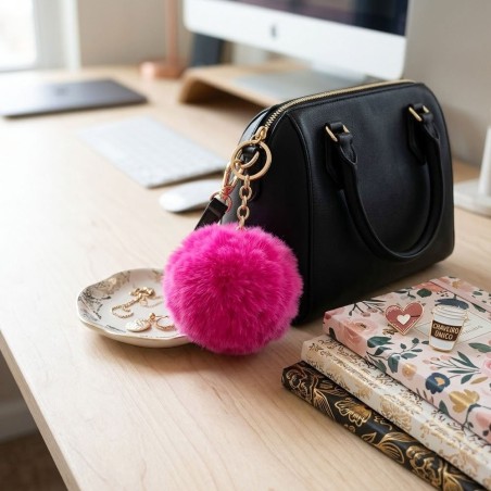 Chaveiro Pompom De Pelúcia 7cm Para Bolsa Mochila E Chaves