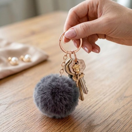 Chaveiro Pompom De Pelúcia 7cm Para Bolsa Mochila E Chaves