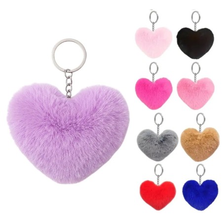 Chaveiro Pom Pom Coração Decorativo Bolsa Mochila Carro