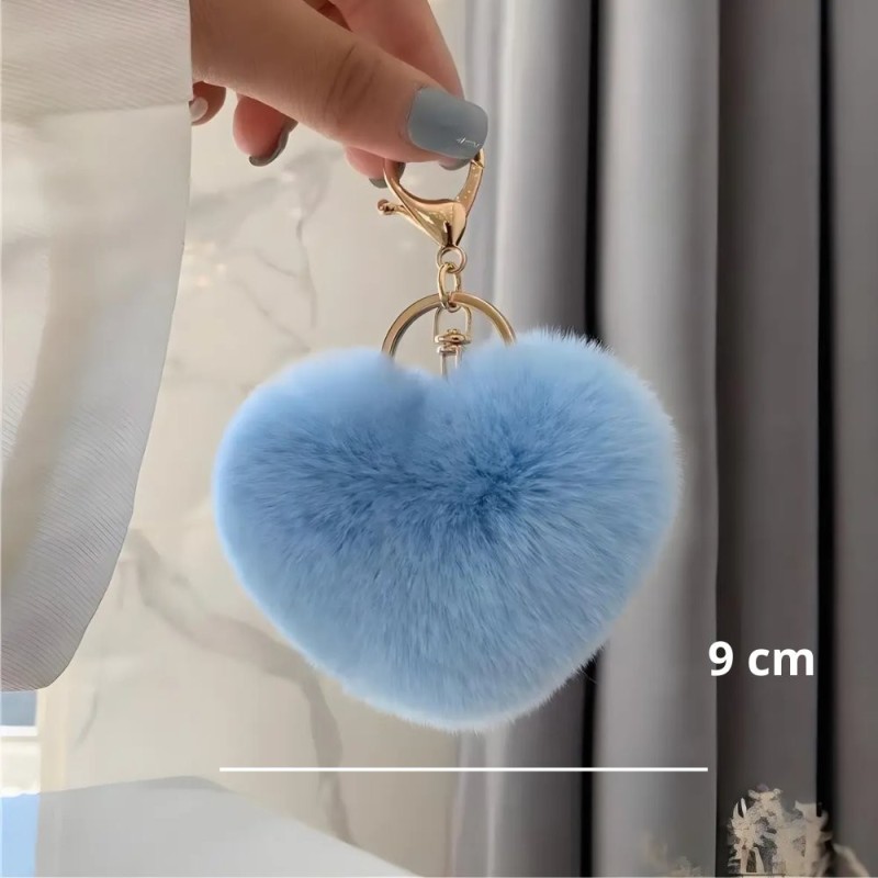 Chaveiro Pom Pom Coração Decorativo Bolsa Mochila Carro