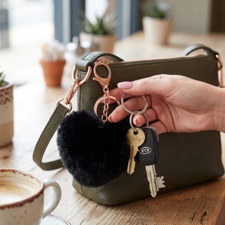 Chaveiro Pom Pom Coração Decorativo Bolsa Mochila Carro