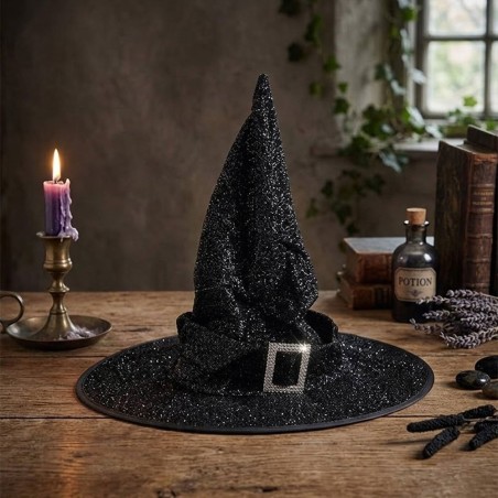 Chapéu De Bruxa Com Brilho Halloween Fantasia
