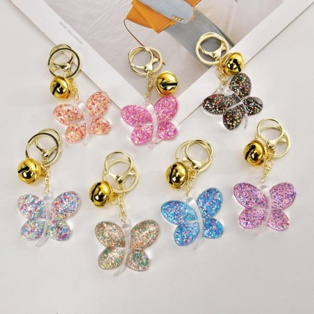 Chaveiro Decorado Borboleta Sino Glitter Bolsa Mochila Carro