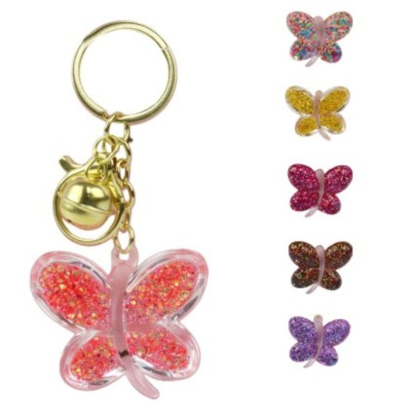 Chaveiro Decorado Borboleta Sino Glitter Bolsa Mochila Carro