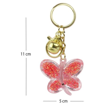Chaveiro Decorado Borboleta Sino Glitter Bolsa Mochila Carro