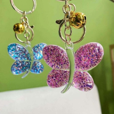 Chaveiro Decorado Borboleta Sino Glitter Bolsa Mochila Carro