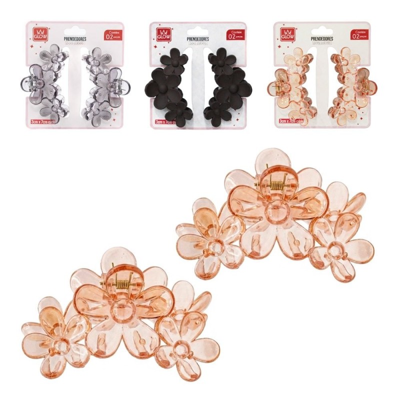 Kit 2 Piranhas De Flor Acessórios Para Cabelo 7x3cm