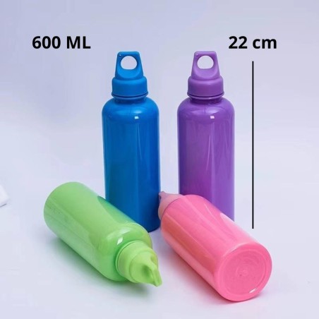 Garrafa De Água 600 ML Plástico Com Mosquetão
