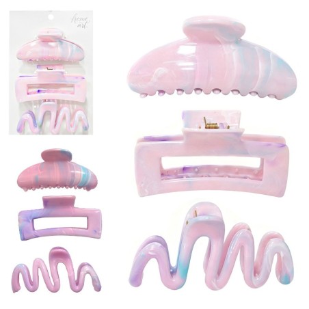 Kit 3 Piranhas De Cabelo Marmore Grande Acessório Feminino