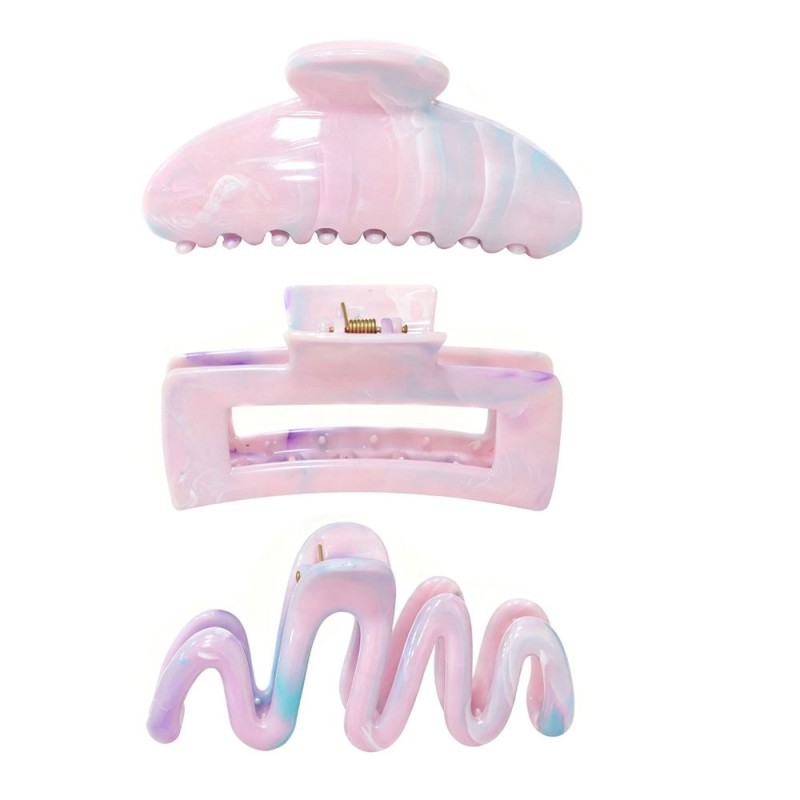 Kit 3 Piranhas De Cabelo Marmore Grande Acessório Feminino