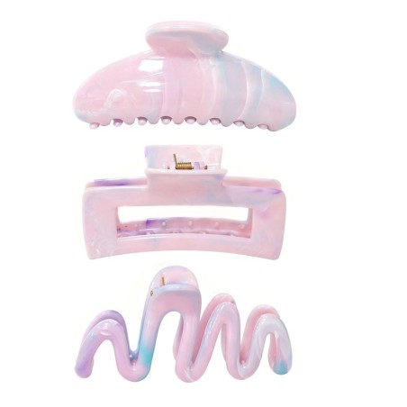 Kit 3 Piranhas De Cabelo Marmore Grande Acessório Feminino