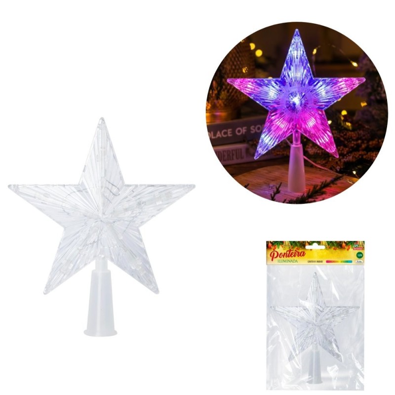 Estrela Ponteira Para Árvore De Natal Com Led 14 Cm 127V
