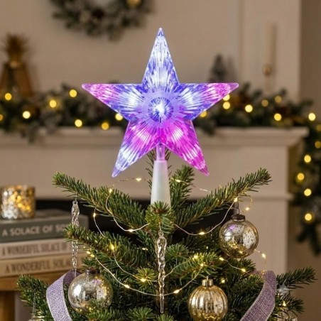 Estrela Ponteira Para Árvore De Natal Com Led 14 Cm 127V