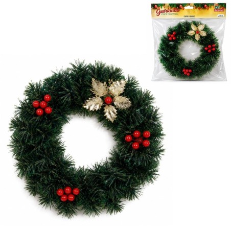 Guirlanda Decorativa Enfeitada Verde 25 Cm Natal