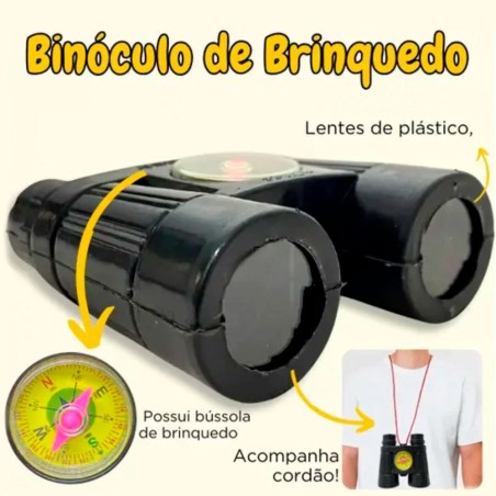 Binóculo Colorido Infantil De Brinquedo Com Bussola E Cordão 2