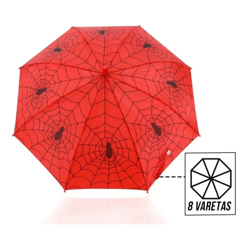 Guarda Chuva Aranha Automático Com Apito Infantil 88 Cm 8 Varetas