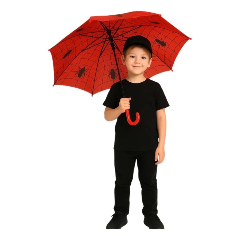 Guarda Chuva Aranha Automático Com Apito Infantil 88 Cm 8 Varetas