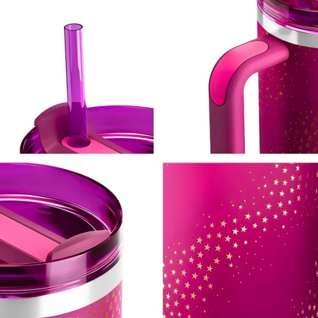 Caneca Garrafa Térmica Estampas Femininas 1200ml Com Canudo 2