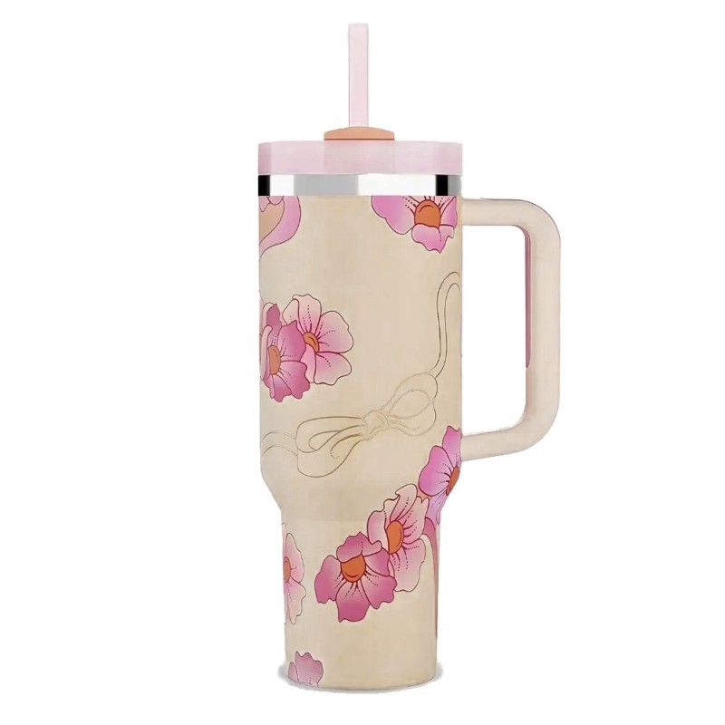 Caneca Garrafa Térmica Estampas Femininas 1200ml Com Canudo