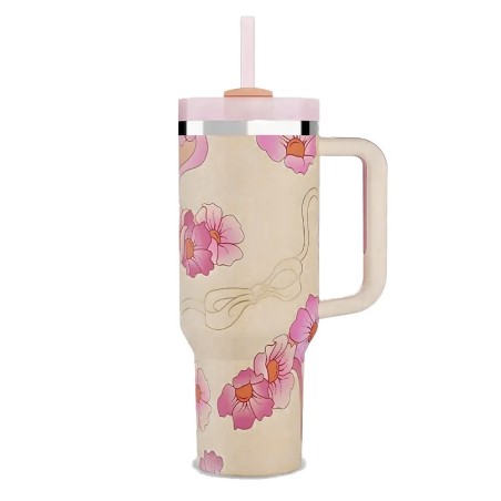 Caneca Garrafa Térmica Estampas Femininas 1200ml Com Canudo