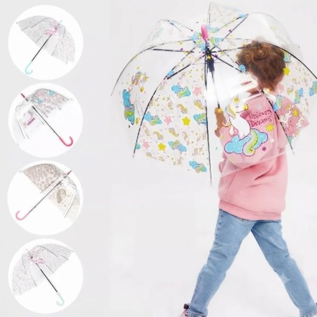 Guarda Chuva Transparente Unicórnio Automático 102 Cm 8 Varetas 2