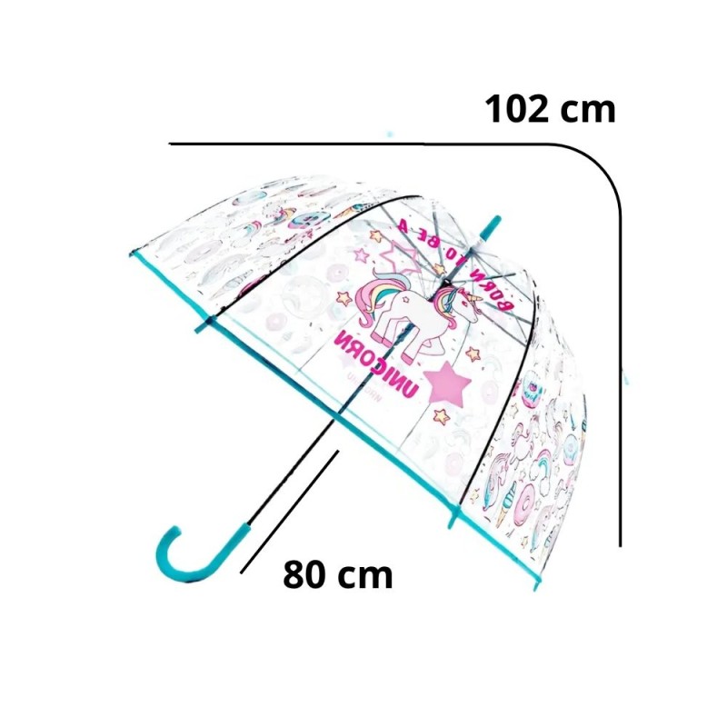 Guarda Chuva Transparente Unicórnio Automático 102 Cm 8 Varetas