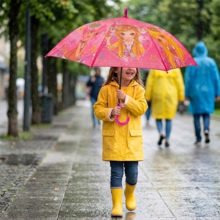 Guarda Chuva Com Apito Sombrinha Infantil Menina Estampado