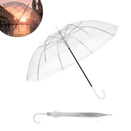 Guarda Chuva Transparente Automático Reforçado 102 Cm 8 Varetas