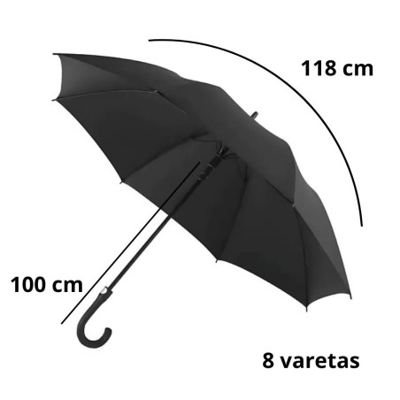 Guarda Chuva Cabo Curvo Automático Reforçado 118 Cm 8 Varetas