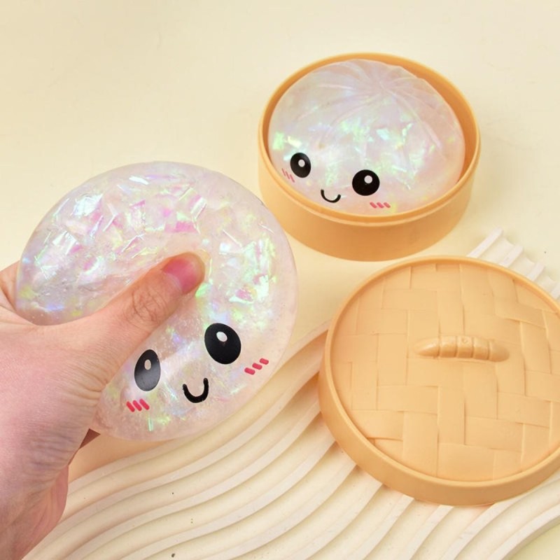 Brinquedo Squishy Dumpling Bolinho Antiestresse 8,5cm de Apertar Surpresa Kawaii