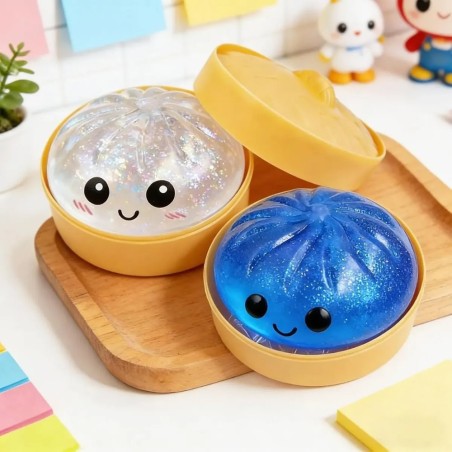 Brinquedo Squishy Dumpling Bolinho Antiestresse 8,5cm de Apertar Surpresa Kawaii