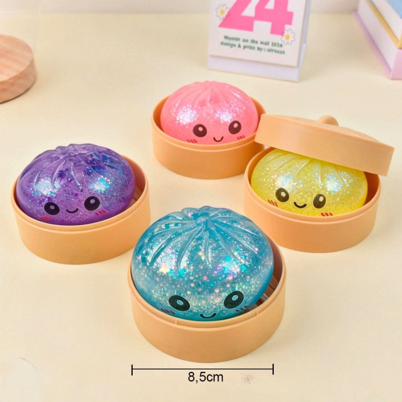 Brinquedo Squishy Dumpling Bolinho Antiestresse 8,5cm de Apertar Surpresa Kawaii