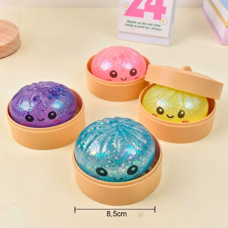 Brinquedo Squishy Dumpling Bolinho Antiestresse 8,5cm de Apertar Surpresa Kawaii