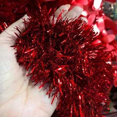 Enfeite Festão Texturizado Vermelho Árvore De Natal 2 Metros