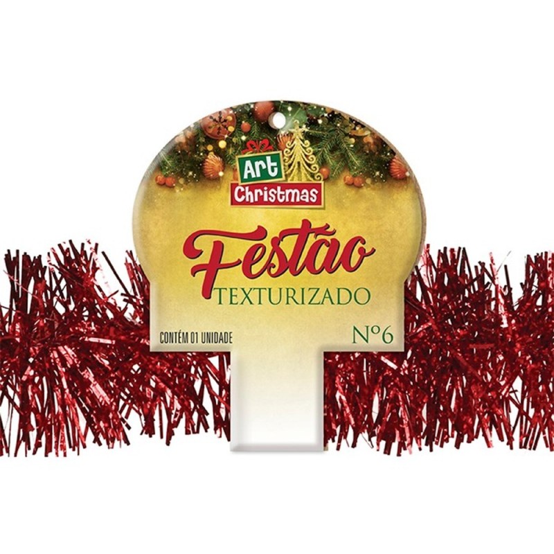 Enfeite Festão Texturizado Vermelho Árvore De Natal 2 Metros