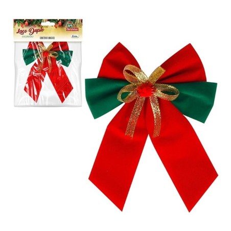 Enfeite Natalino Laço Duplo Vermelho E Verde Decoração De Natal 2