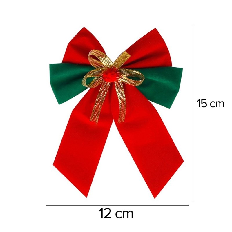 Enfeite Natalino Laço Duplo Vermelho E Verde Decoração De Natal