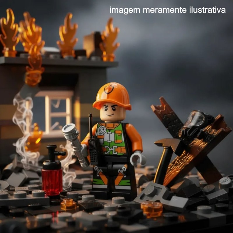 Boneco De Montar Play Box Bombeiro Fire Fighter 6 Peças